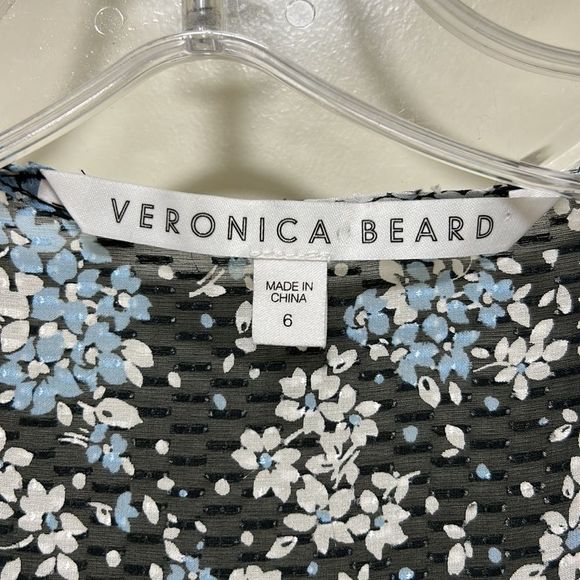 Veronica Beard "Lowell Blouse" Floral Print - SZ 6, Blue and Black - Picture 5 of 11